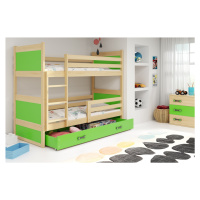 BMS Dětská patrová postel RICO | borovice 90 x 200 cm Barva: Zelená