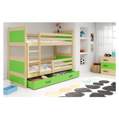 BMS Dětská patrová postel RICO | borovice 90 x 200 cm Barva: Zelená