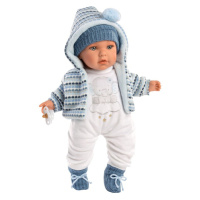 LLORENS - 42405 BABY ENZO - realistická panenka se zvuky a měkkým látkovým tělem - 42 cm