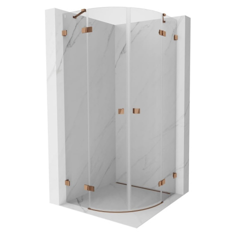 MEXEN/S Lunar sprchový kout čtvrtkruh křídlový 90 x 90, transparent, růžové zlato 833-090L-090P-