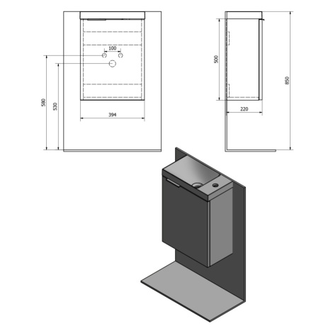 SAPHO Koupelnový set LATUS X STRIP 40, dub alabama KSET-078