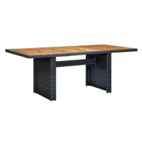 Zahradní stůl tmavě šedý polyratan a masivní akáciové dřevo 313310