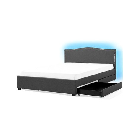 BELIANI postel s úložným prostorem a LED páskou MONTPELLIER 180 × 200 cm, šedá