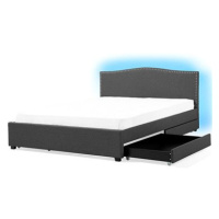 BELIANI postel s úložným prostorem a LED páskou MONTPELLIER 180 × 200 cm, šedá