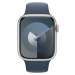 Apple Watch Series 9 Cellular 45mm Stříbrný hliník s bouřkově modrým sportovním řemínkem S/M Stř