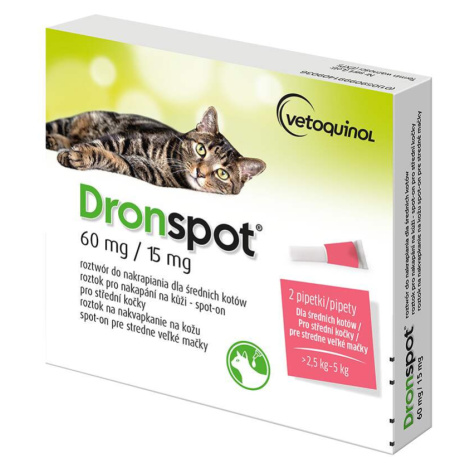 Dronspot 60mg/15mg střední kočky spot-on 2x0.7ml