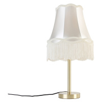 Klasická stolní lampa mosazná s odstínem babička krémová 30 cm - Simplo