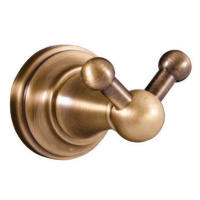 SLEZAK-RAV Věšáček dvojitý stará mosaz (bronz) Koupelnový doplněk MORAVA RETRO, Barva: stará mos
