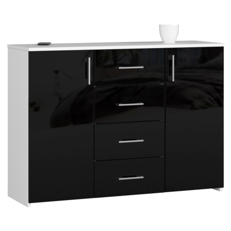 Komoda K45 černý lesk bílá Akord