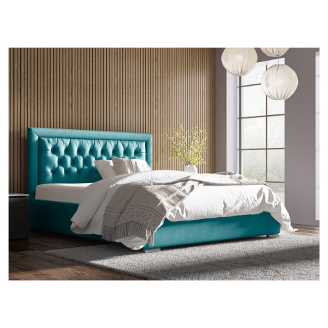 Eka Čalouněná postel Mona - Kronos 160x200 cm Barva látky: Azurová (13), Úložný prostor: S dřevě