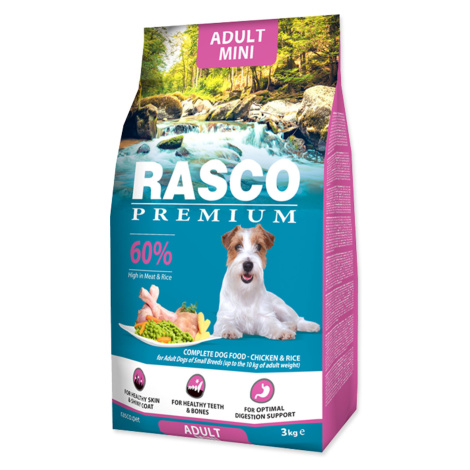 Rasco Premium Adult Mini Kuře s rýží granule 3 kg