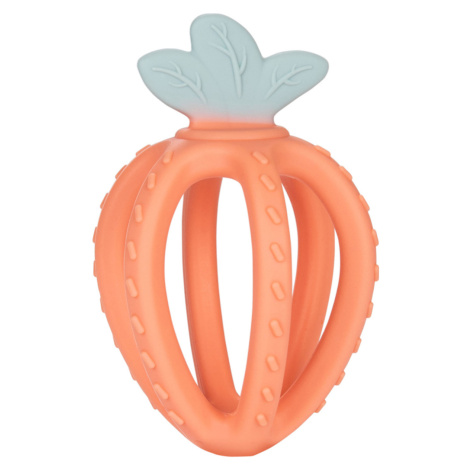 CANPOL BABIES Kousátko silikonové senzorické 3D - jahoda oranžová