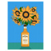 Ilustrace Sunflowers in Honey Whiskey Retro Illustration, Retrodrome, 30 × 40 cm