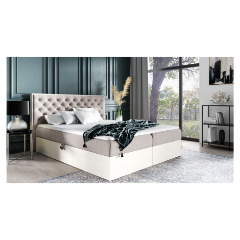 Kontinentální postel 120x200 CHANTELLE 3 - nordic teak / béžová + topper ZDARMA