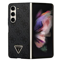 Guess 4G PU Leather Triangle Zadní Kryt pro Samsung Galaxy Z Fold 5 Black