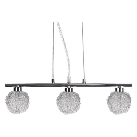 Závěsná lampa chromovaná skleněná koule v opletení 3x40W Wind CANDELLUX