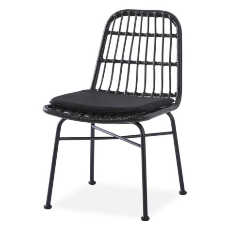 Židle K401 ratan/tkanina/kov černá/popelavě šedá BAUMAX