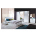 Manželská postel, 160x200, bílá / vysoký bílý lesk hg, asiena