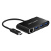 AlzaPower USB hub USB-C (M) na 3× USB-A 3.0 (F) s RJ45 černý