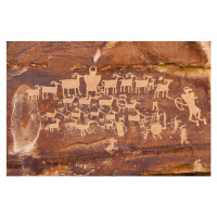 Ilustrace UT, Nine Mile Canyon, petroglyphs, The Great Hunt, John Elk III, 40 × 26.7 cm