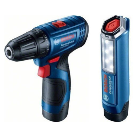 BOSCH Professional Vrtačka AKU GSR 120-LI, svítilna GLI 12V-300, kufr 0.601.9G8.002 (2 × 2 Ah)