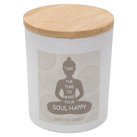 Vonná svíčka Soul Happy, vůně bavlna, 7 x 8,5 cm, 300 g, barva bílá