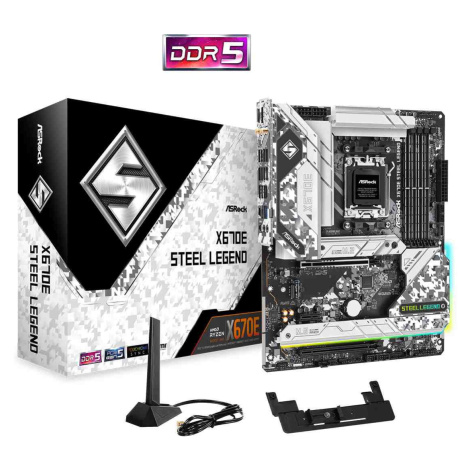 ASRock MB Sc AM5 X670E STEEL LEGEND, AMD X670, 4xDDR5, 1xDP, 1xHDMI, WI-FI