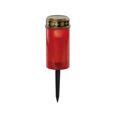 EMOS LED hřbitovní svíčka zapichovací, červená, 25 cm, 2x AA, venkovní i vnitřní, vintage
