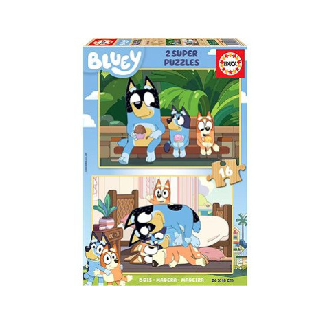 EDUCA Dřevěné puzzle Bluey 2 × 16 dílků