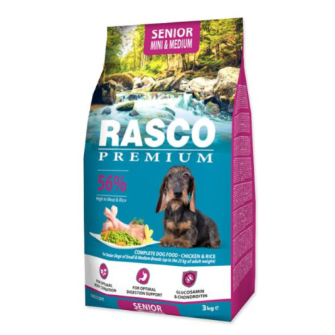 Krmivo Rasco Premium senior Mini & Medium kuře s rýží 3kg