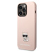 Karl Lagerfeld Liquid Silicone Choupette kryt iPhone 14 Pro růžový