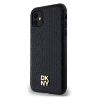 Zadní kryt DKNY PU Leather Repeat Pattern Stack Logo Magsafe pro Apple iPhone 11, černá