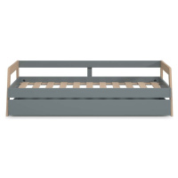 Zelená/přírodní dětská postel z borovicového dřeva s výsuvným lůžkem a úložným prostorem 90x200 