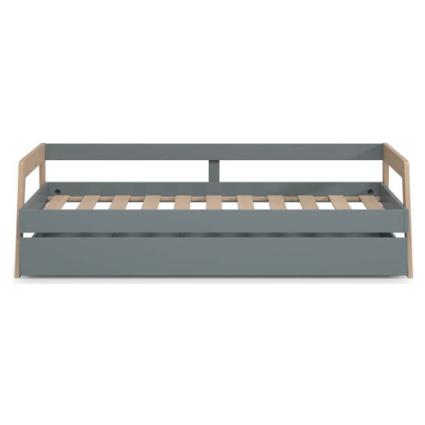 Zelená/přírodní dětská postel z borovicového dřeva s výsuvným lůžkem a úložným prostorem 90x200  Marckeric
