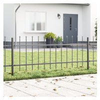 vidaXL Zahradní plot 3 pcs Šedá 5,1 x 0,6 m Práškově lakovaná ocel