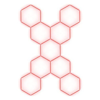 Escape6 Kompletní LED hexagonové svítidlo červené, rozměr 9 elementů 246 × 386 cm tvar X