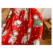 Červená vánoční mikroplyšová deka LEDNÍ MEDVĚD, 180x200 cm