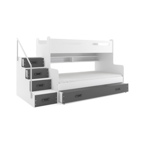 Dětská patrová postel MAX III s úložným prostorem 80x200 cm - bílá Šedá BMS