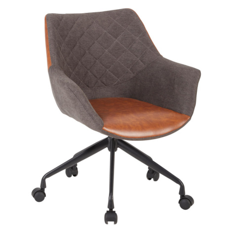 Carryhome OTOČNÁ ŽIDLE PRO MLÁDEŽ, vzhled kůže, tkaná látka, hnědá, šedá, černá