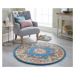 Flair Rugs koberce Ručně všívaný kusový koberec Lotus premium Blue kruh - 120x120 (průměr) kruh 