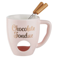 CHOCOLATE FONDUE Hrnek se 2 vidličkami - sv.růžová