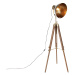 Průmyslová stojací lampa stativ bronz se dřevem - Mangoes