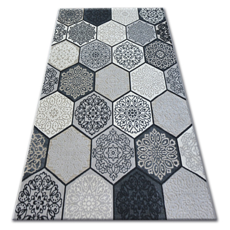 Dywany Lusczow Kusový koberec LISBOA carpet LISBOA 27212/356 šestiúhelník / plástev medu / šedý