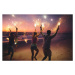 Fotografie Friends running on a beach with fireworks, wundervisuals, 40x26.7 cm