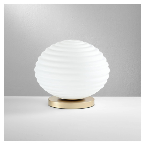 Eco-Light Stolní lampa Ripple, zlatá barva/opál, Ø 32 cm