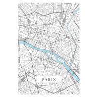Mapa Paris white, (26.7 x 40 cm)