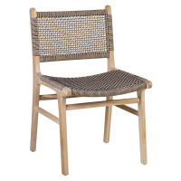 Estila Moderní zahradní židle Trapani se světlým hnědým dřevěným rámem s béžovo-modrým výpletem 