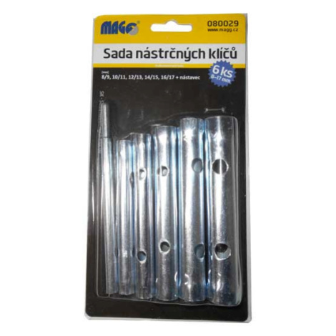 Trubkové nástrčné klíče, 8 - 17 mm, s nástavcem, sada 6 kusů Magg