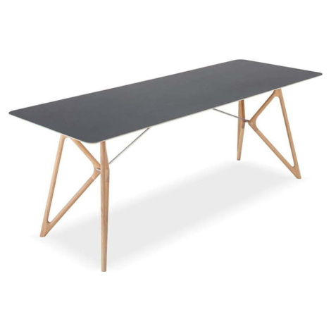Jídelní stůl z masivního dubového dřeva s černou deskou Gazzda Tink, 200 x 90 cm