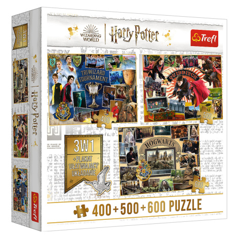 Trefl Puzzle Harry Potter: Turnaj tří kouzelníků, Famfrpál a Bradavice 400 + 500 + 600 dílků - T